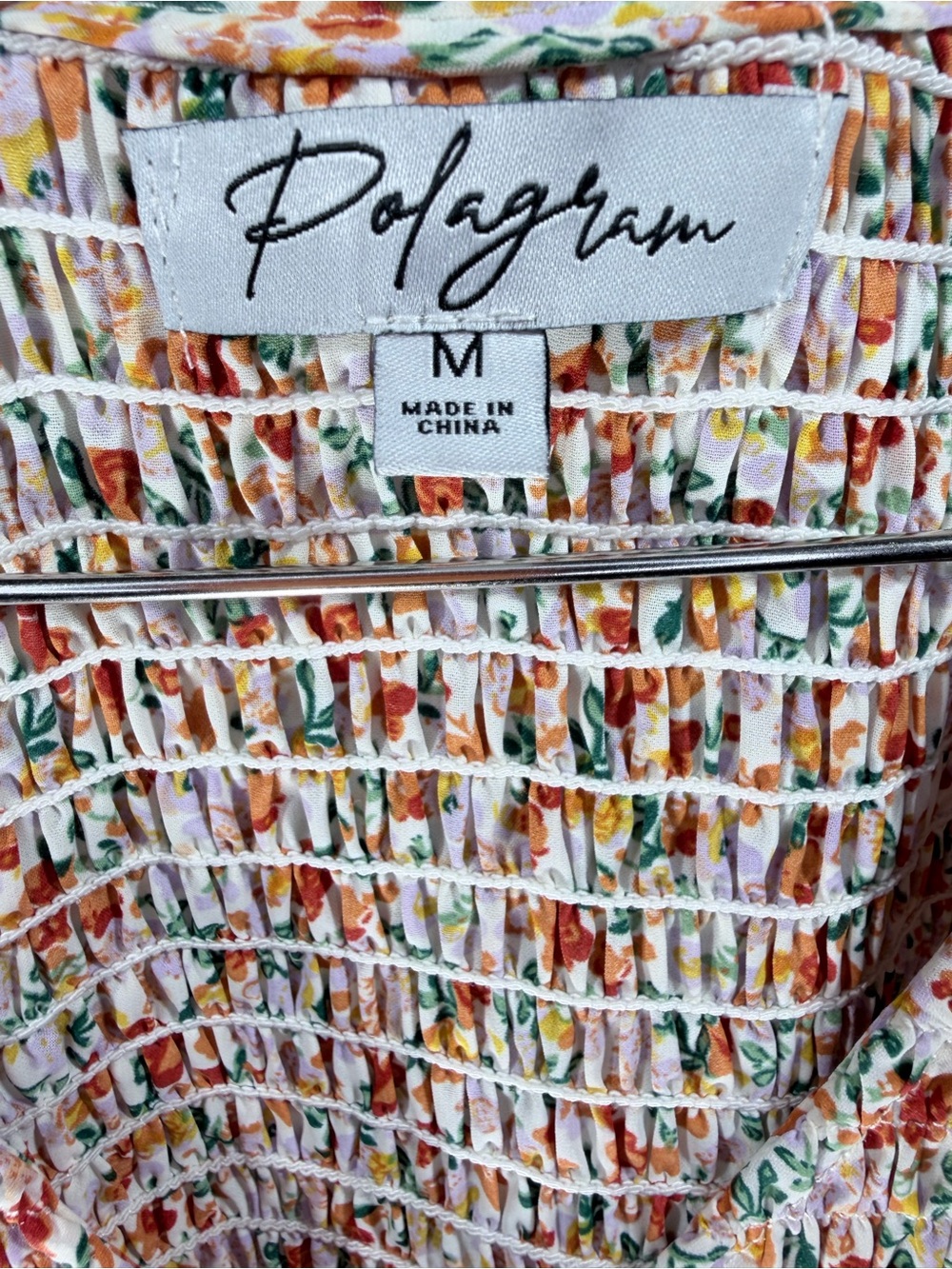 🌷 NWOT | Polagram | Cream Floral Smocked Midi Dress | size M - Picture 5 of 6